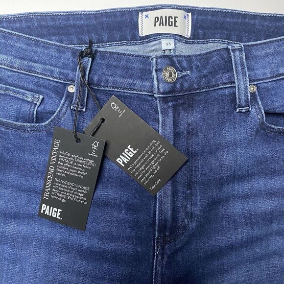 Paige Genevieve NWT high rise flare wide jean sail away dark wash 33 NEW - Picture 3 of 13